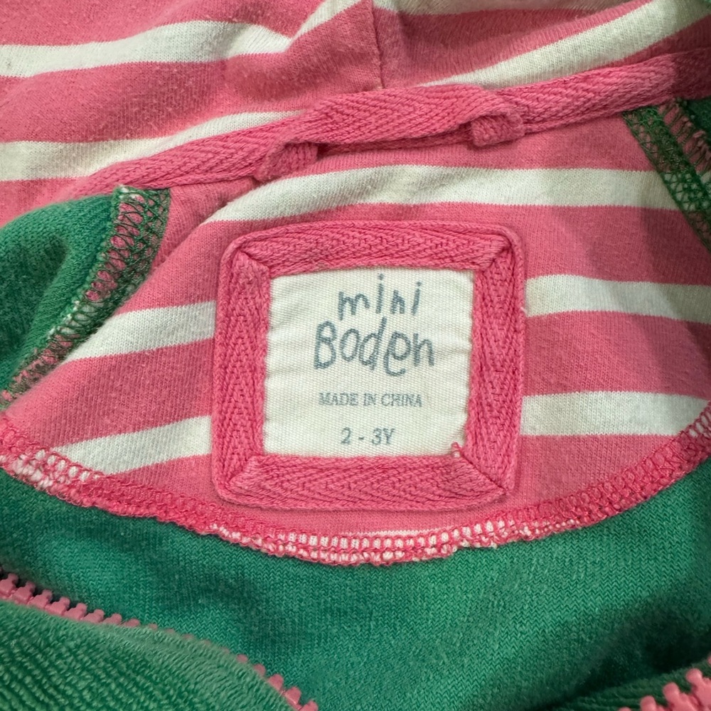 Mini Boden Green Terrycloth Zip Up Sweatshirt - Picture 3 of 4